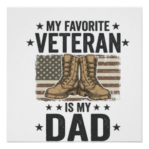 Poster Chemise de bottes de combat patriotique pour papa