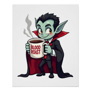 Poster Chemise de buveur de café vampire � Latte effrayan