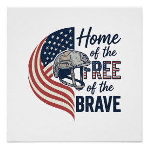 Poster Chemise de casque Brave de la libre patrie_1