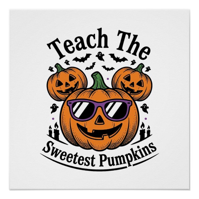 Poster Chemise de citrouille de professeur Mignon Hallowe (Devant)