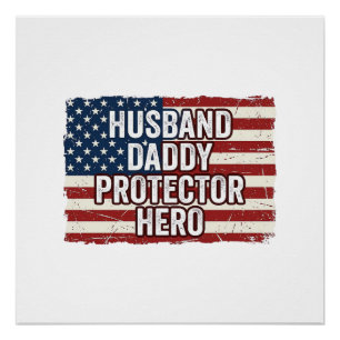 Poster Chemise de drapeau de héros protecteur mari patrio