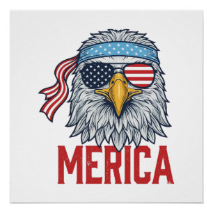 Poster Chemise de gravure vintage Merica Eagle patriotiqu