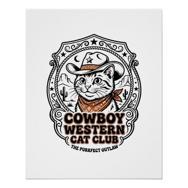 Poster Chemise de l'amant de chat occidental Cowboy - Cow (Devant)