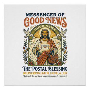 Poster Chemise de livraison de facteur Jésus Foi basée su