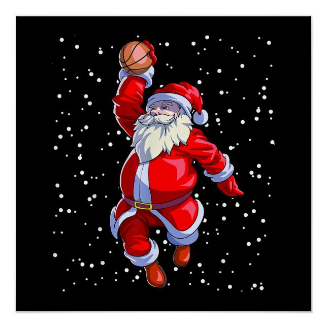 Poster Chemise de Noël de basket Hommes garçons Basketbal (Devant)