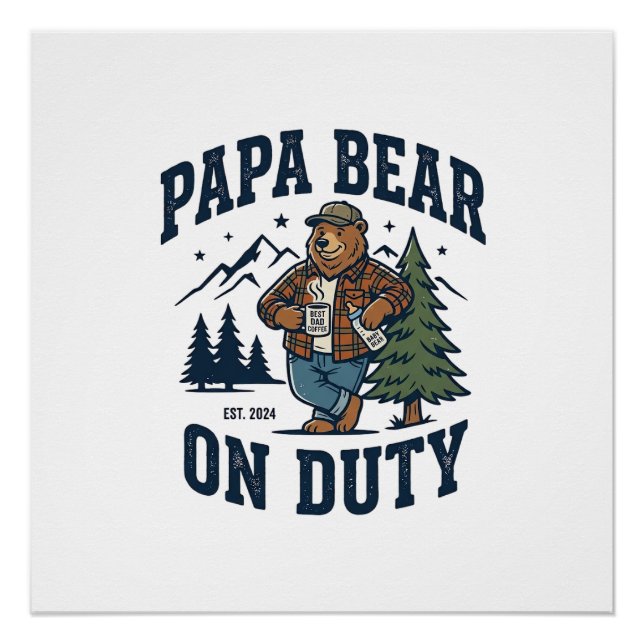 Poster Chemise de papa ours en service pour la fête des p (Devant)