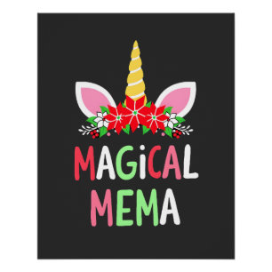 Poster Chemise de pyjama de Noël Magical Mema Licorne
