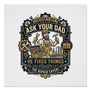 Poster Chemise de réparation de papa de la fête des pères