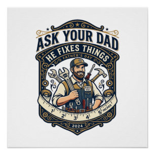 Poster Chemise de réparation de papa de la fête des pères