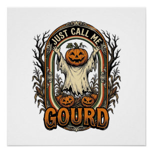 Poster Chemise drôle de citrouille Gravure vintage Hallow