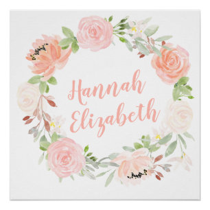 Poster Chemise florale rose pâle imprimé personnalisé fil