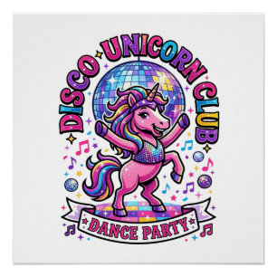 Poster Chemise graphique du club de disco licorne Licorne