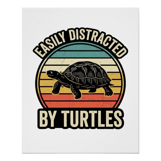 Poster Chemise Graphique Vintage Tortues Distraient Facil (Devant)