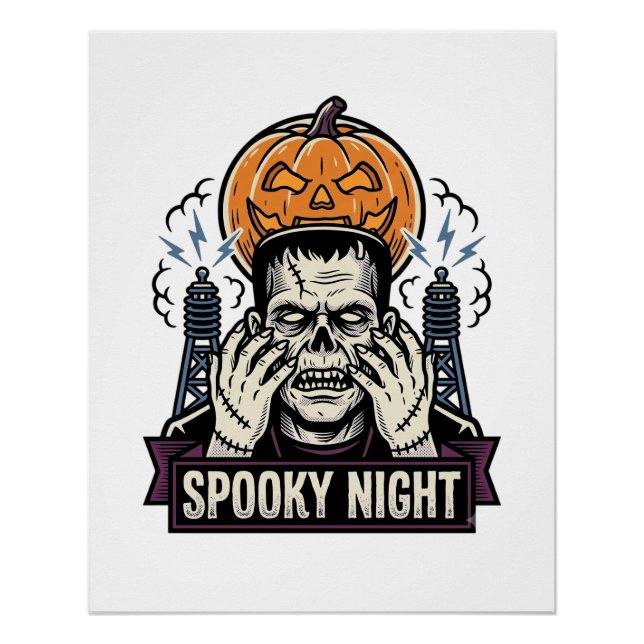 Poster Chemise Halloween Monstre avec Gravure de Lune de  (Devant)