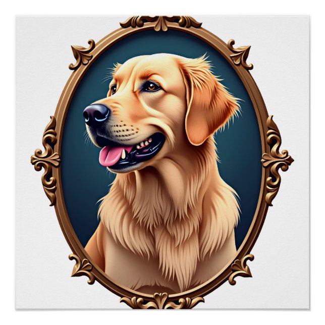 Poster Chemise ovale cameo patriotique Golden Retriever 2 (Devant)