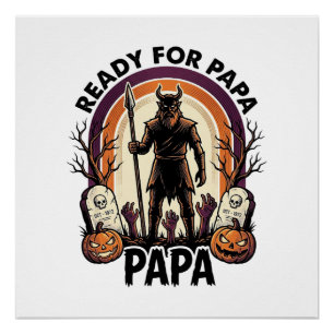 Poster Chemise Papa Halloween Vintage Cimetière Coucher d