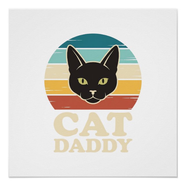 Poster Chemise Rétro Crépuscule Chat Noir Vintage Cat Dad (Devant)