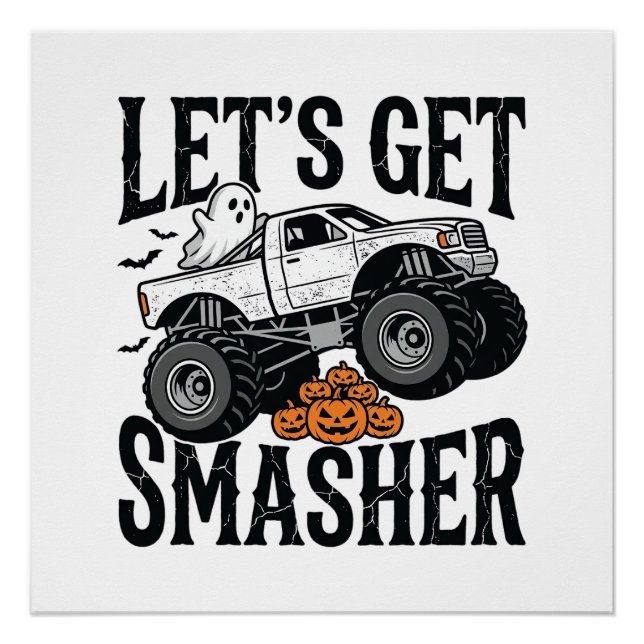 Poster Chemise Rétro Écrasante de Camion Monstre d'Hallow (Devant)