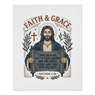 Poster Chemise vintage graphique chrétienne Jésus Croix P
