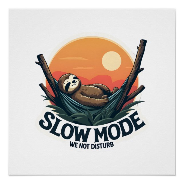 Poster Chemise Vintage Paresseux Endormi Drôle Slow Morni (Devant)