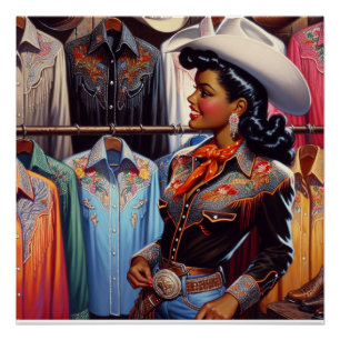 Poster Chemise vintage Western Retro Cowgirl Shirt