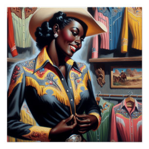 Poster Chemise vintage Western Retro Cowgirl Shirt