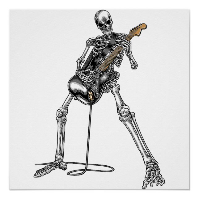 Poster Chemises De Musique Roche Et Rouleau Guitare T Che (Devant)