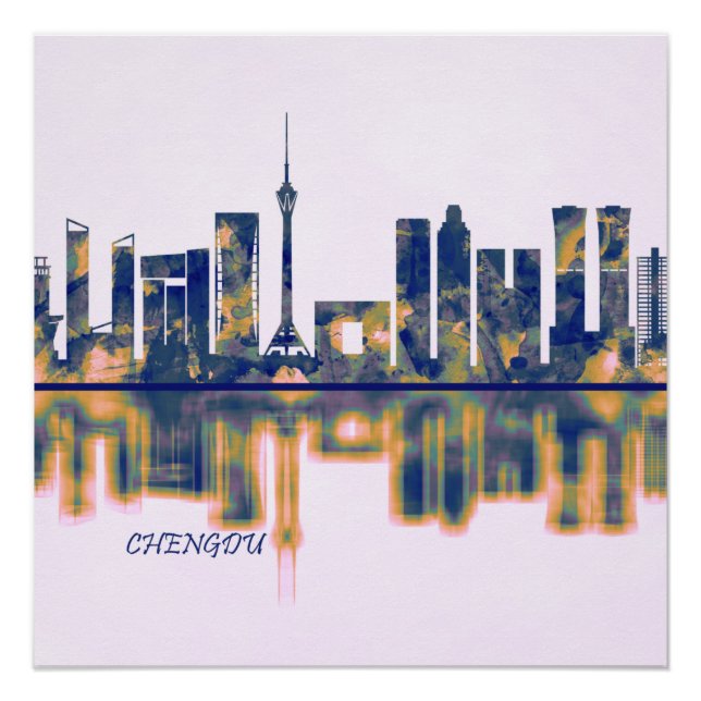 Poster Chengdu Skyline (Devant)