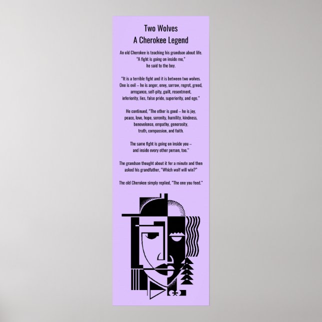 Poster Cherokee Légende Deux loups Celui que vous  (Devant)