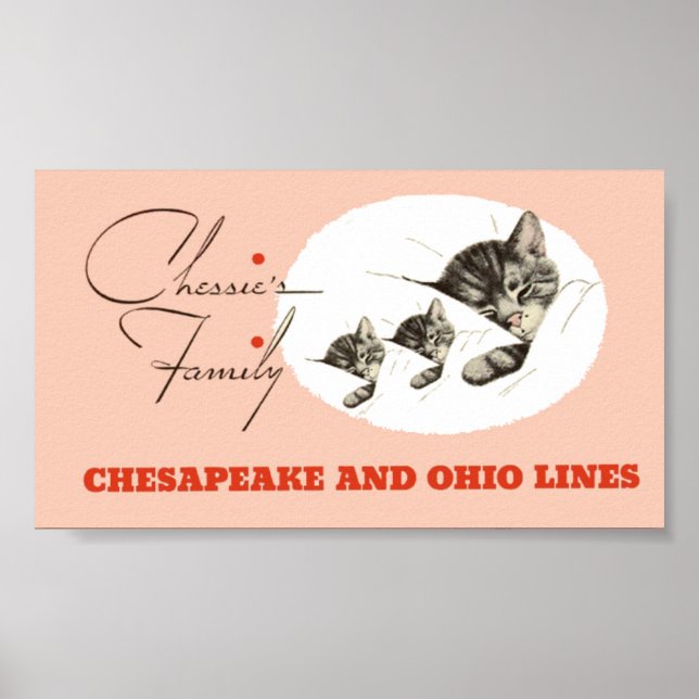 Poster Chessie the Railroad Kitten and her chilren (Devant)