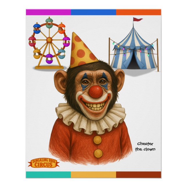 Poster Chester le clown chimpanzé (Devant)