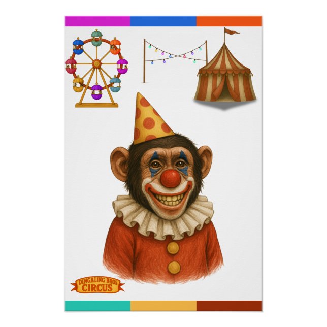 Poster Chester le clown chimpanzé (Devant)