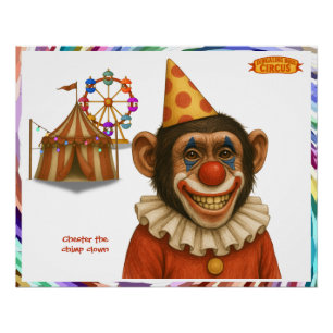 Poster Chester le clown chimpanzé