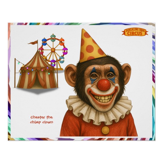 Poster Chester le clown chimpanzé (Devant)
