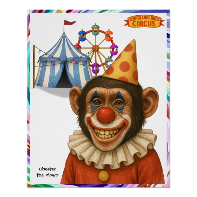 Poster Chester le clown chimpanzé (Devant)