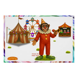 Poster Chester le clown chimpanzé