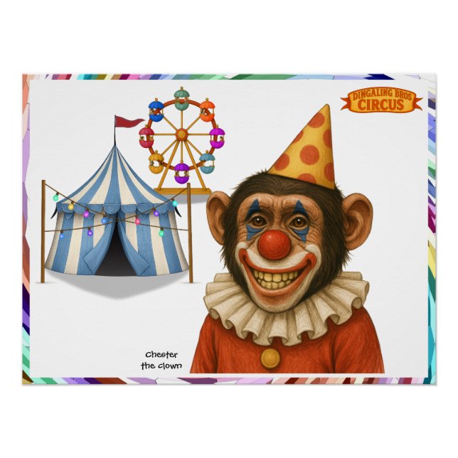 Poster Chester le clown chimpanzé (Devant)