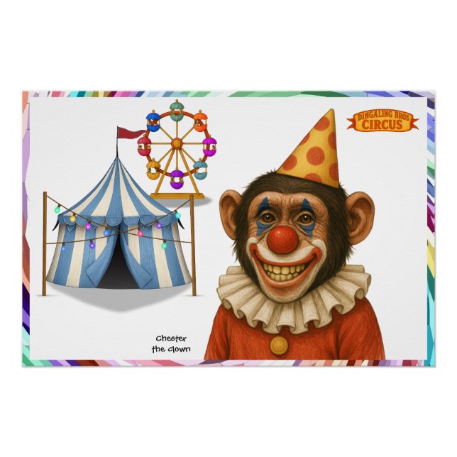 Poster Chester le clown chimpanzé (Devant)