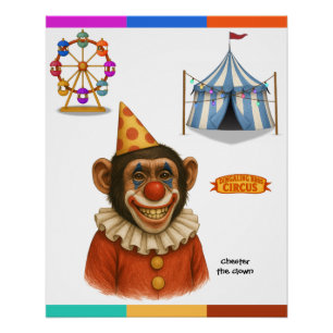 Poster Chester le clown chimpanzé