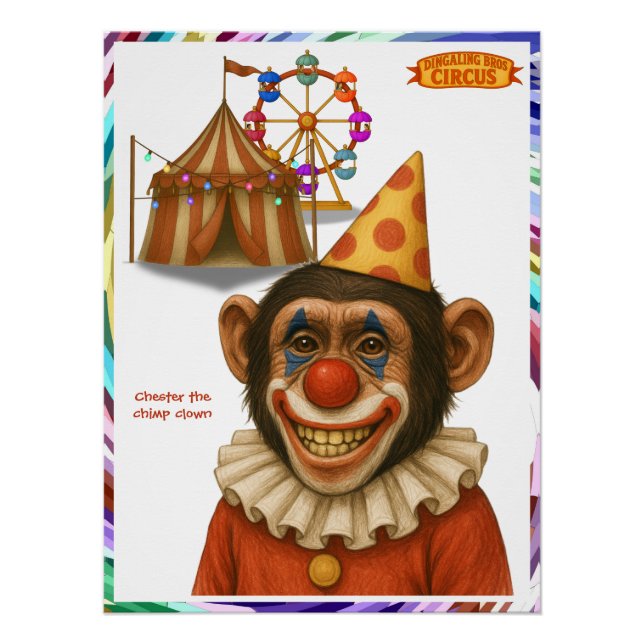 Poster Chester le clown chimpanzé (Devant)