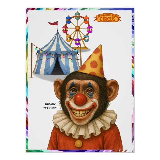 Poster Chester the chimp clown (Devant)