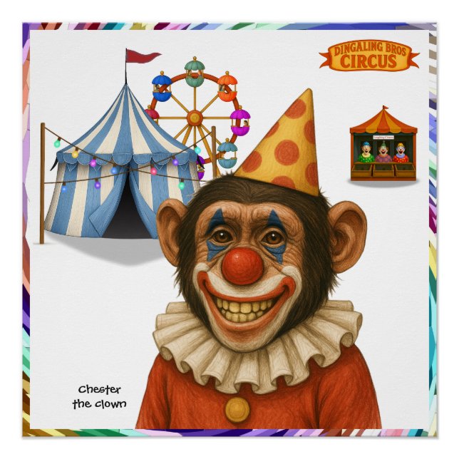 Poster Chester the chimp clown (Devant)