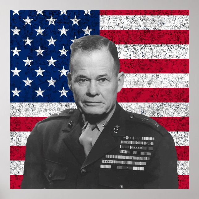 Poster Chesty Puller et le drapeau américain (Devant)
