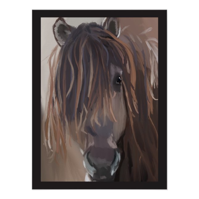 Poster Cheval Brown Avec Peinture De Cheveux (Devant)