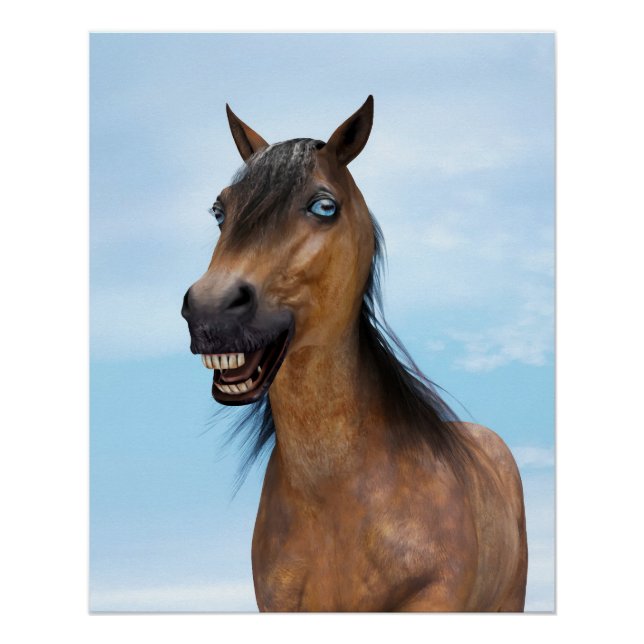 Poster Cheval de baie souriant heureux (Devant)