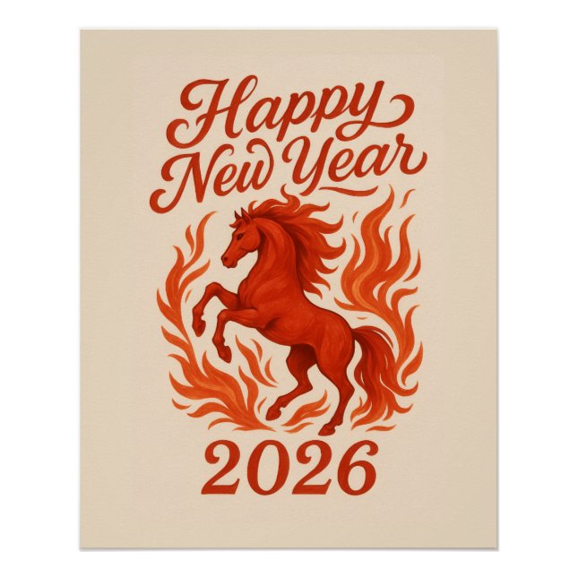 Poster Cheval de feu chinois 2026 (Devant)