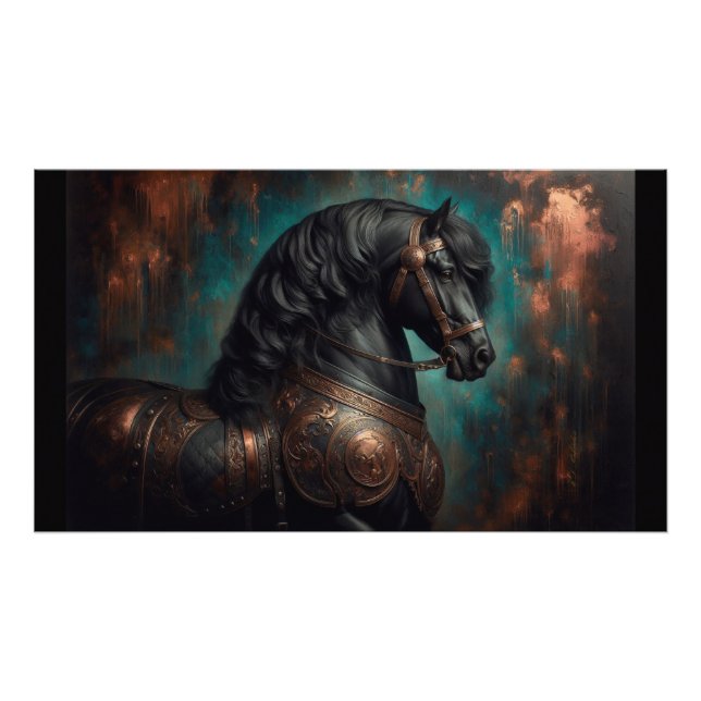 Poster Cheval de guerre gothique Friesian Horse (Devant)