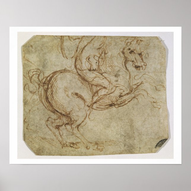 Poster Cheval et Cavalier (stylo et encre sur papier) (Devant)