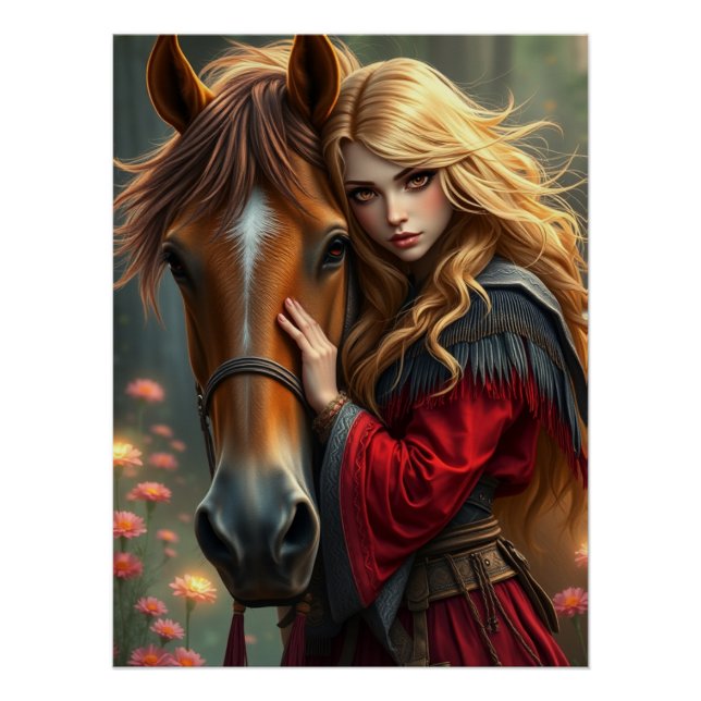 Poster Cheval et compagnon Imaginaire Art (Devant)