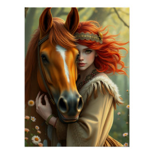 Poster Cheval et compagnon Imaginaire Art
